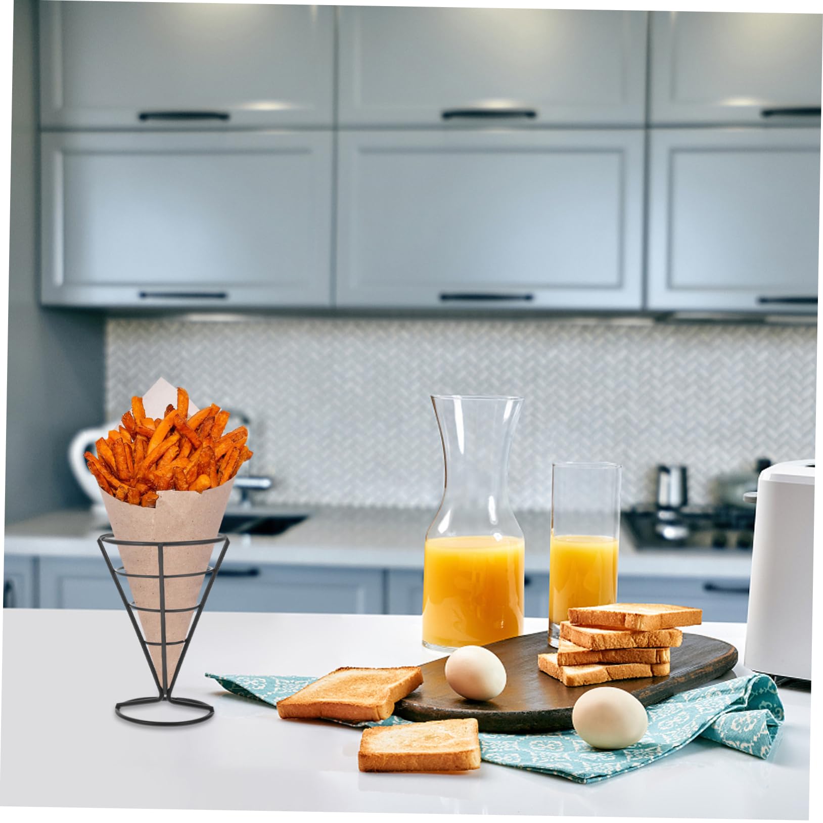 Homoyoyo 2sets Stylish French Fries Holder Metal Wire Snack Basket for Appetizer Serving Racks 2pcs*2
