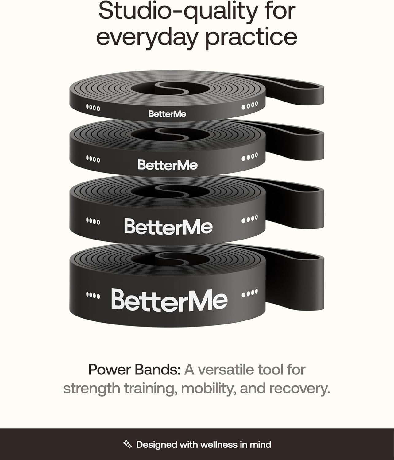 BetterMe Power Bands - Heavy Duty Resistance Bands for Working Out - Long Loop Resistance Bands for Strength Training, Pull Up Assistance, Mobility & Stretching
