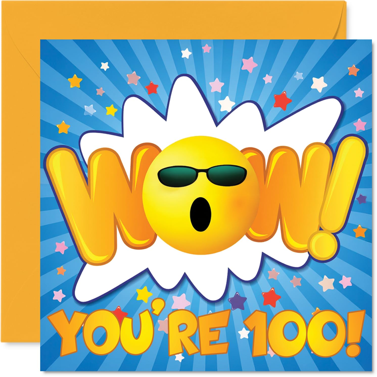 100th Birthday Cards for Men Women - WOW - Happy Birthday Card for 100 Year Old Man Woman Uncle Wife Auntie Grandad, 145mm Bday Greeting Cards