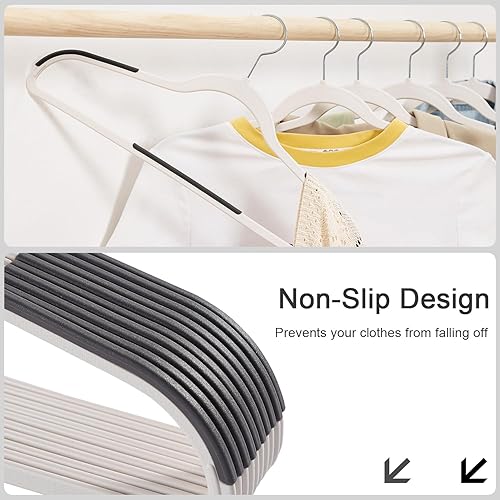 Miniatura 4 de VECELO Paquete de 50 perchas para ropa, colgador de plástico antideslizante, gancho giratorio de 360 y ahorro de espacio para armario de dormitorio,