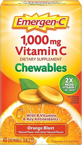 Emergen-C 1000 mg Vitamina C Masticables, Orange Blast, 40 ea - 2 unidades