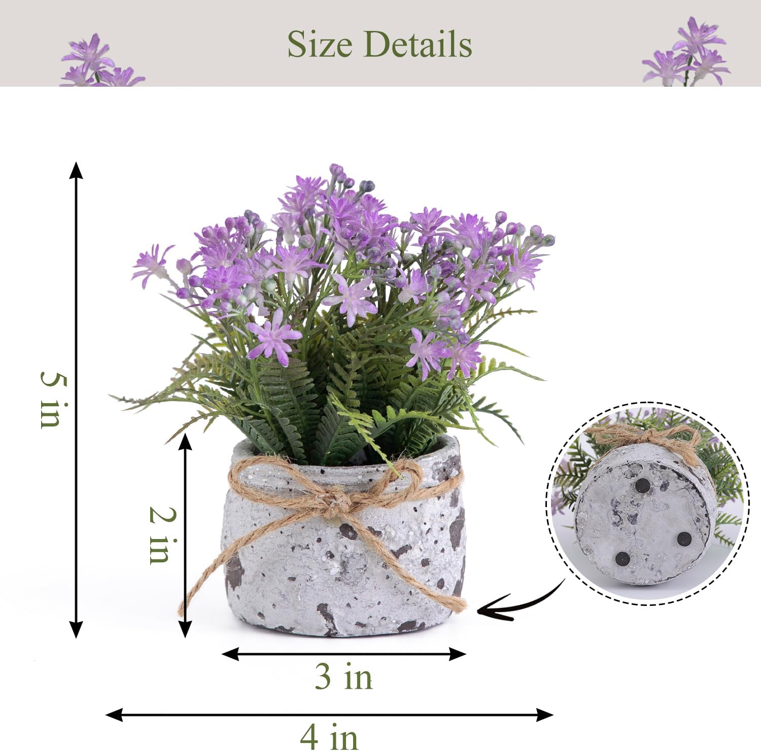 Fake Plants Small with 2 Pack, The Sunflower for Bathroom Shelf Decor, Decorative Plants for Home Living Room Office Bedroom Table Tray Shelve Farmhouse Decor Indoor(Purple Floral) - Image 2