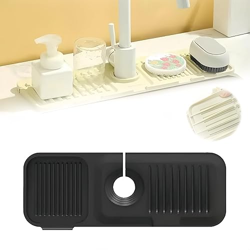 Miniatura 9 de Tapete para grifo para fregadero de cocina, tapete de drenaje de silicona 2026, protector de fregadero de piedra de secado rápido mejorado para Beige