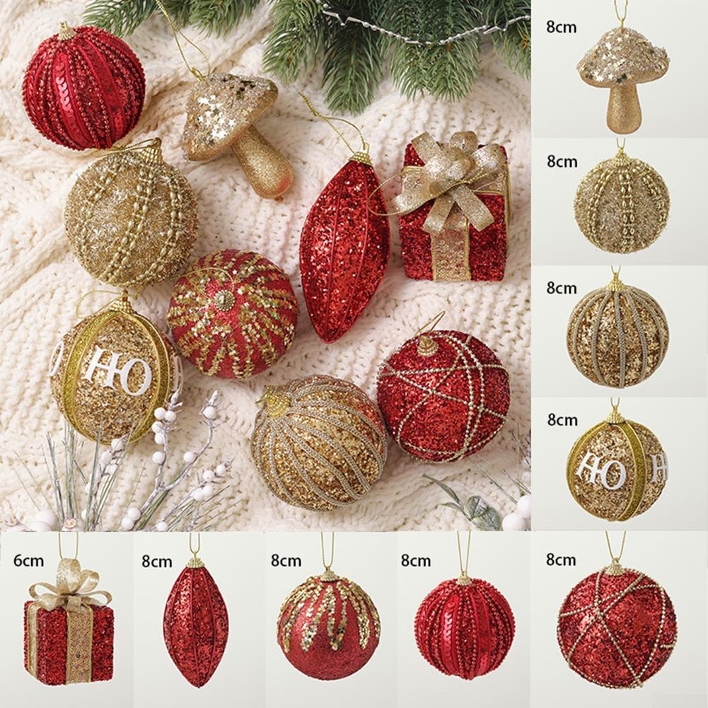 Zoegneer Set 9 Palline Natale PET 8cm - Decorazioni Dipinte Per Albero, Casa E Ufficio