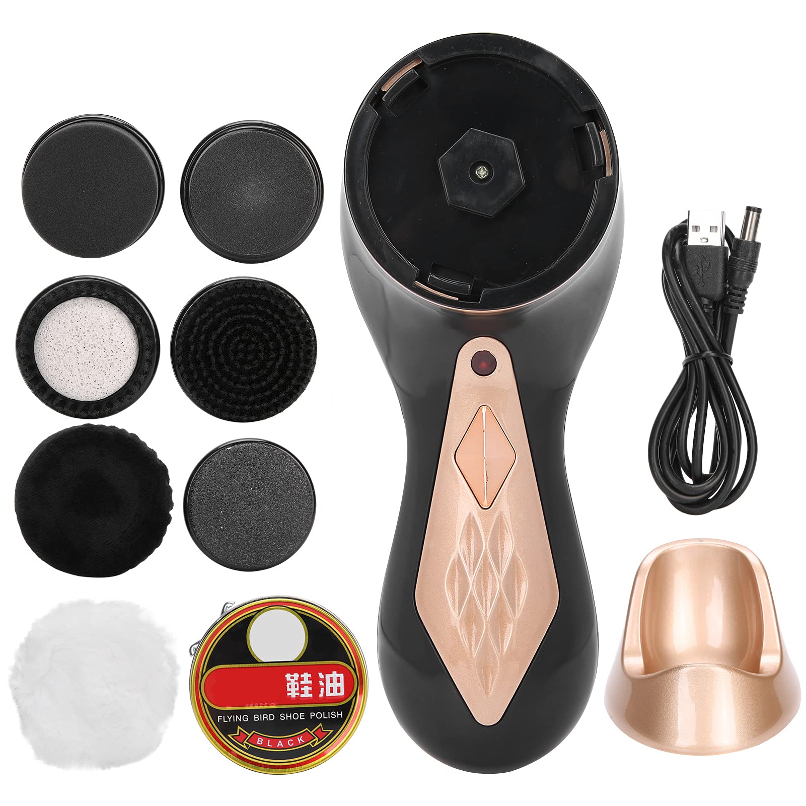 Kit Lustrascarpe Elettrico Set Multifunzionale Portatile per Lucidatura e Pulizia della Pelle per Casa e Viaggio 7 Testine