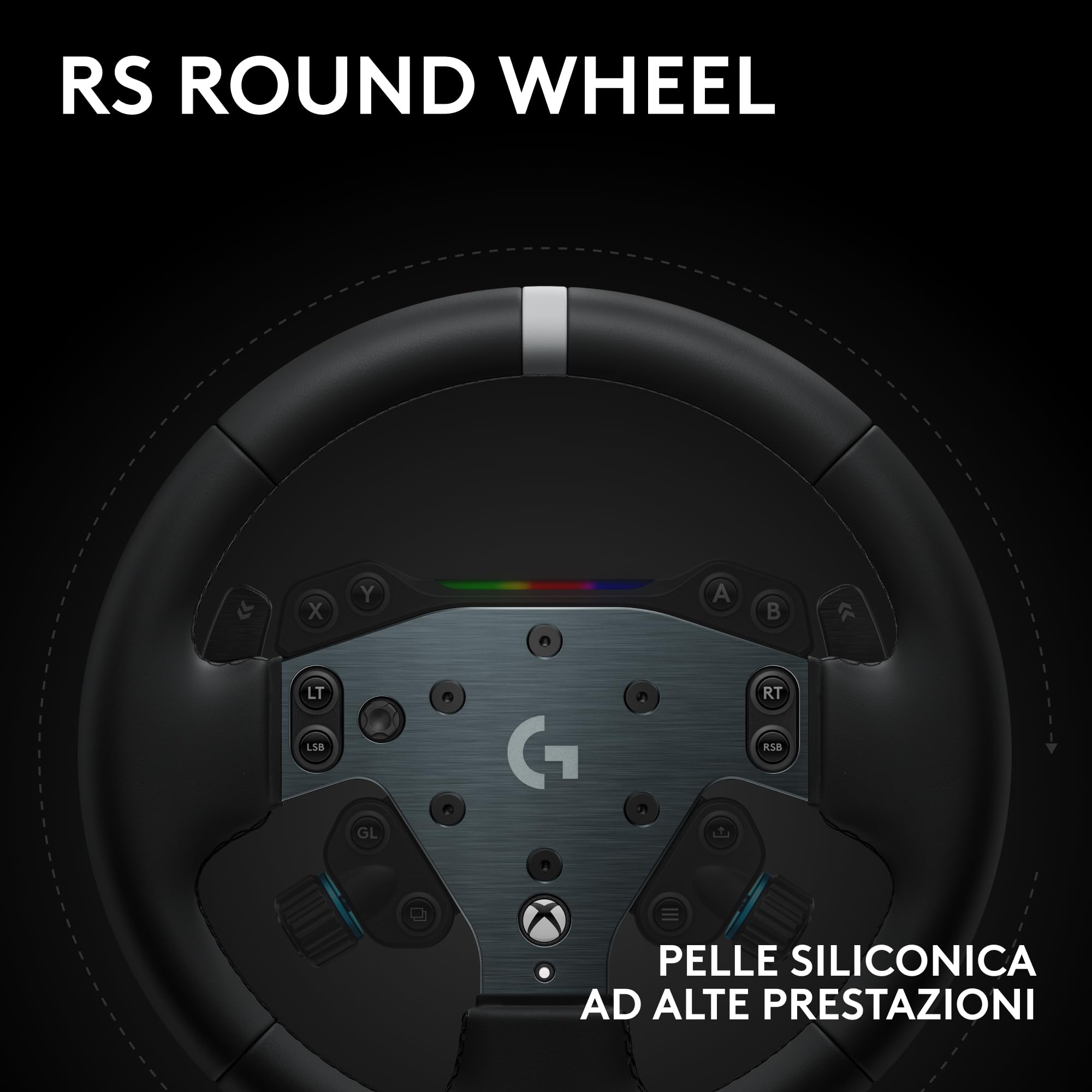 Logitech G RS50 System, set da corsa di simulazione a 3 pezzi | Base volante RS50, trasmissione diretta 8 Nm, RS Wheel Hub, 13 pulsanti, RS Round Wheel 28 cm - Xbox/PC - Nero