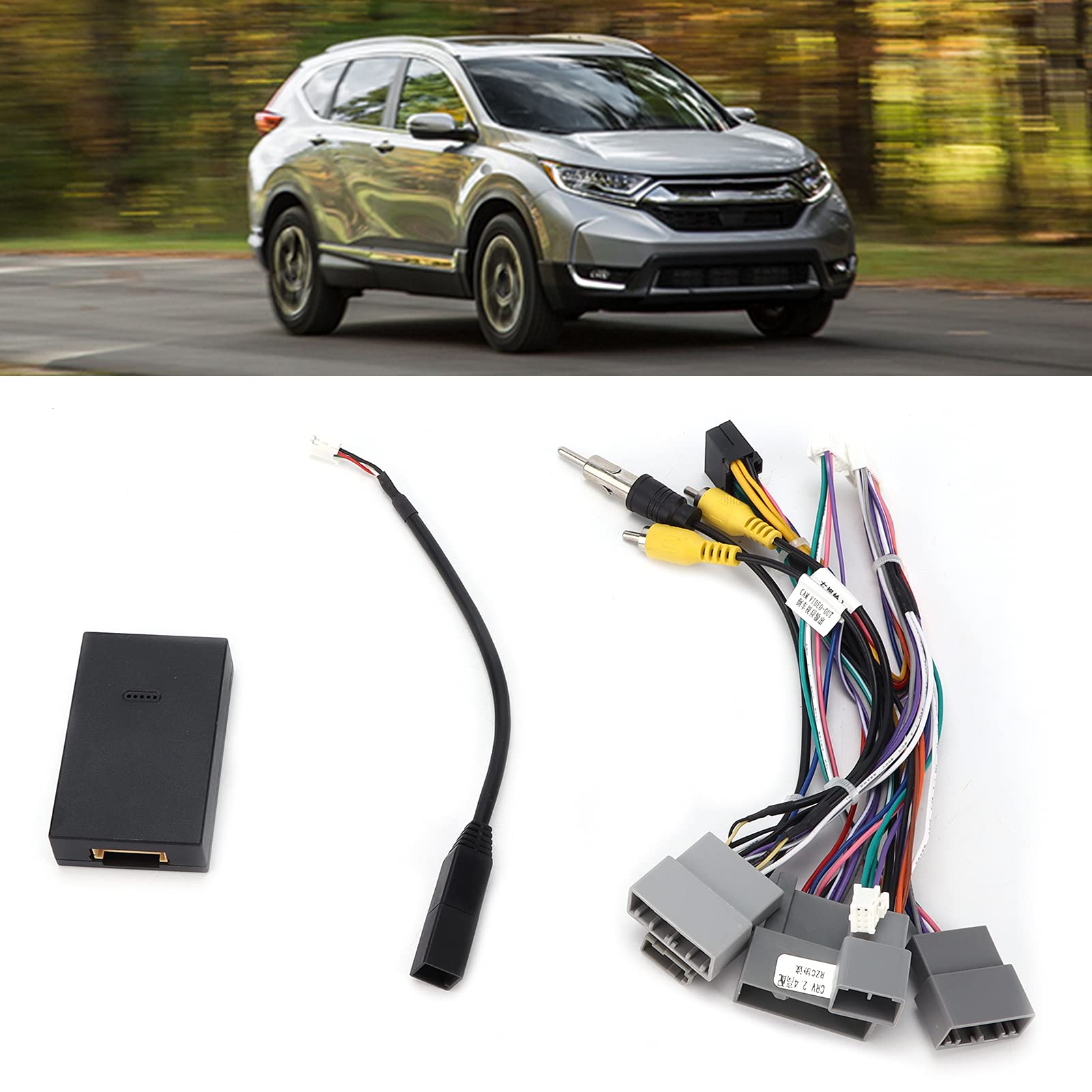 Tbest Cable de Alimentación del Adaptador de Alambre de Audio de 16 Pines con Caja Canbus para el Reemplazo de CRV 2.4 2015 Configuración Media Alta y Material de Goma ABS 2014