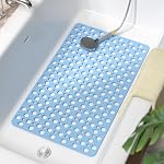 HITSLAM Bathtub Mat Non Slip, 70x38cm TPE Bath Mat for Tub, Efficient Drainage Bathroom Shower Mat with Suction Cups, Bath Tub Mat, Soft on Feet and Easy to Clean, Blue