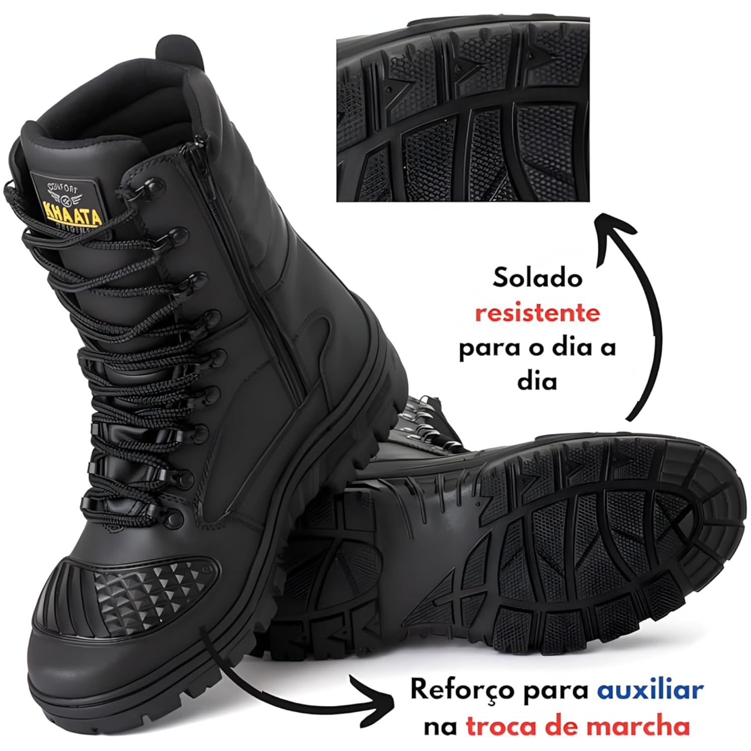 Bota Masculina Couro Preta Tratorada Cano Longo Alto Coturno Vigilante Militar Tático Moto Motociclista Motoqueiro Com Zíper Para Trabalho Trilha Bico Reforçado Resistente em promoção! Veja a oferta e mais achadinhos de Botas 4 Hoje é o melhor dia para comprar Bota Masculina Couro Preta Tratorada Cano Longo Alto Coturno Vigilante Militar Tático Moto Motociclista Motoqueiro Com Zíper Para Trabalho Trilha Bico Reforçado Resistente com aquele preço maroto! Promoção! Aproveite a oferta! 4