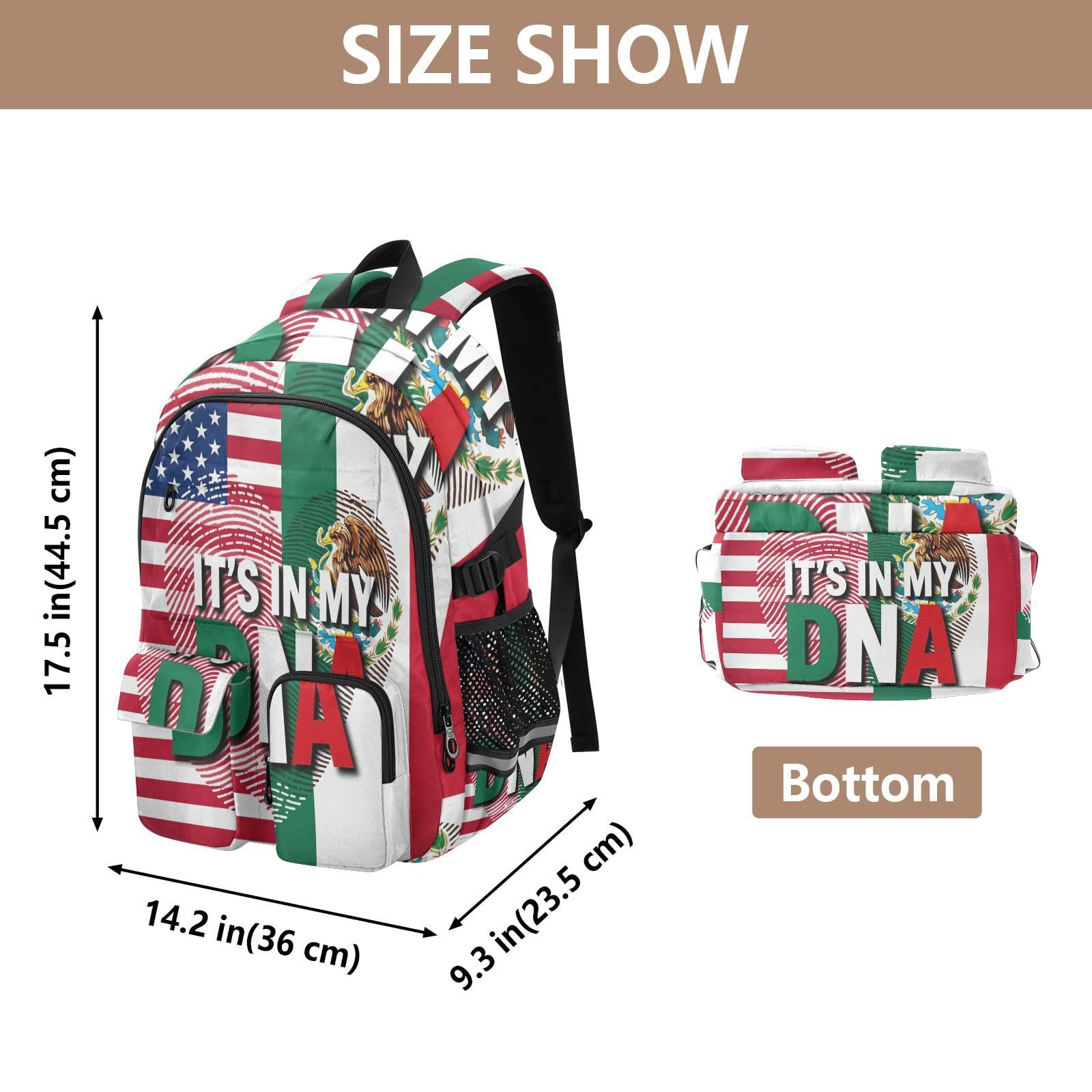 Zaini da viaggio con bandiera messicana Dna Usa, 44,5 cm