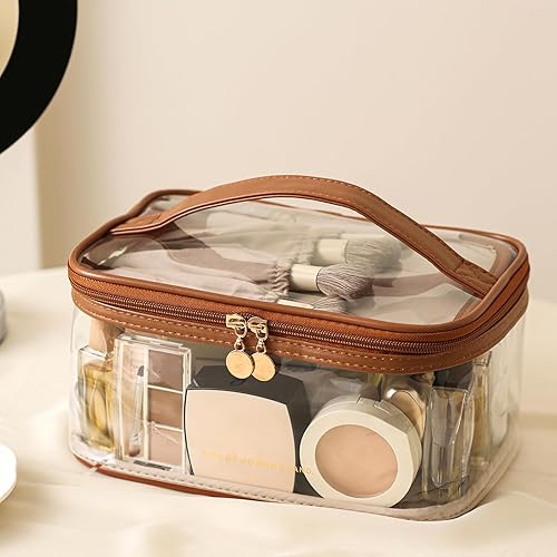 Miniatura 4 de Bolsa de maquillaje transparente portátil con gancho, bolsa de aseo de viaje impermeable, trae bolsa de cosméticos para el cuidado de la piel,