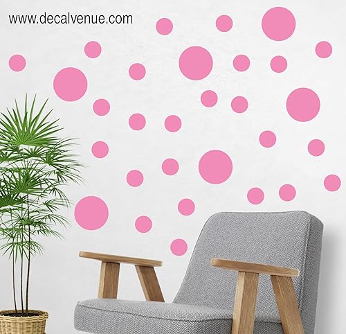 Miniatura 2 de Juego de 30 calcomanías de vinilo para pared, varios lunares, adhesivo extraíble, seguro en paredes lisas o texturizadas, círculos redondos, baño,