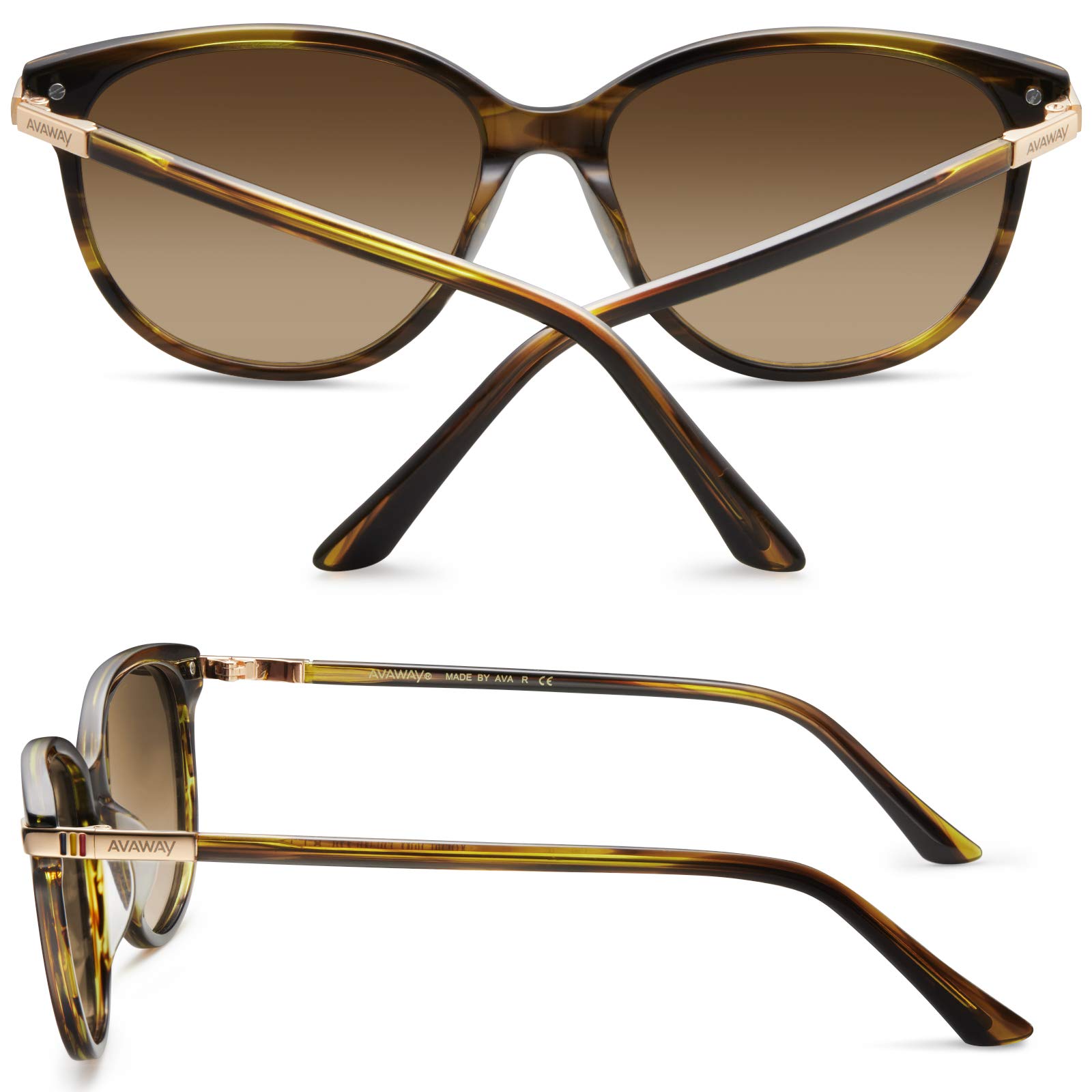 AVAWAY Cat-eye Lunettes de Soleil Femme Polarisées Vintage UV400 Protection