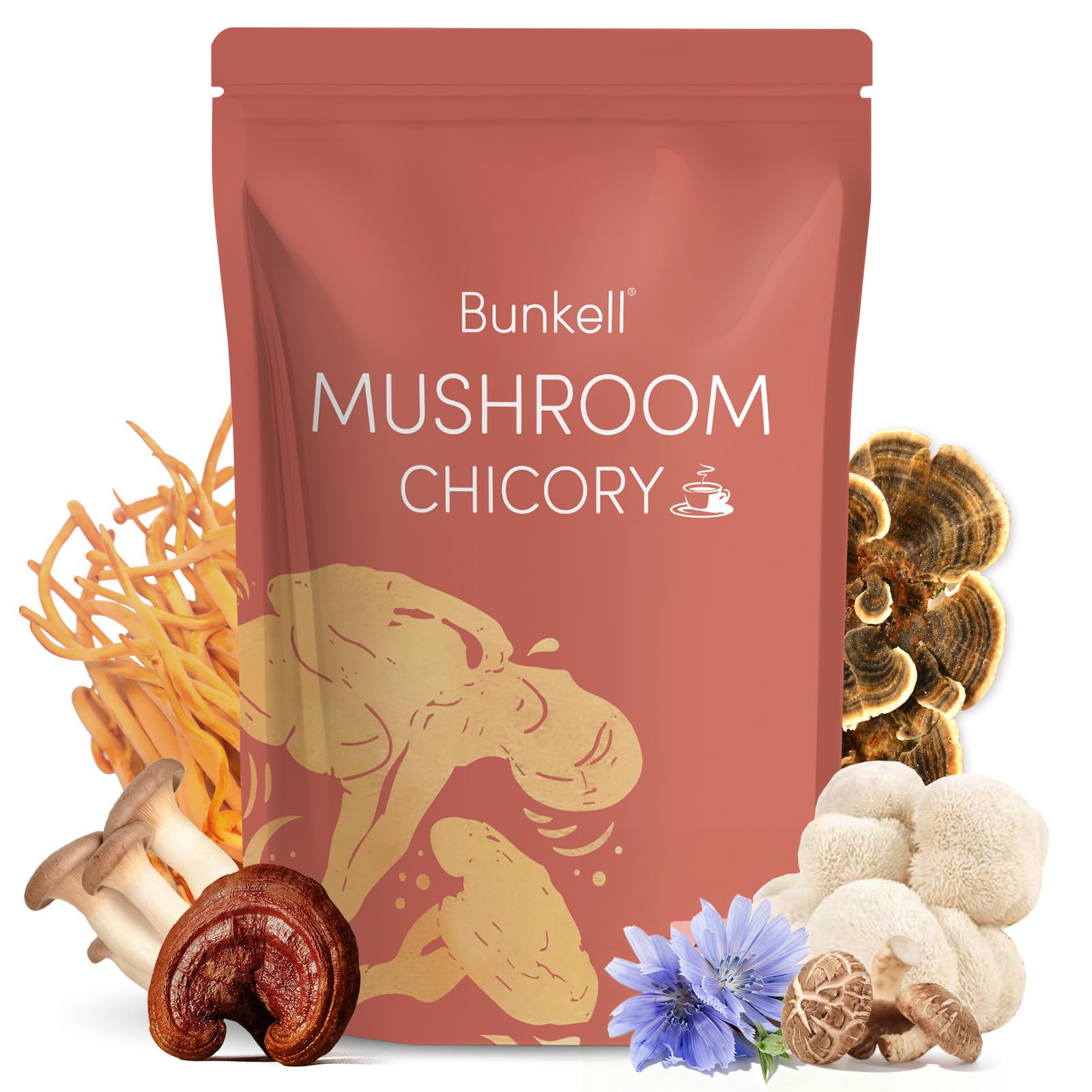Bunkell Mushroom Chicory with 6 Adaptogenic Mushrooms, 30 Servings