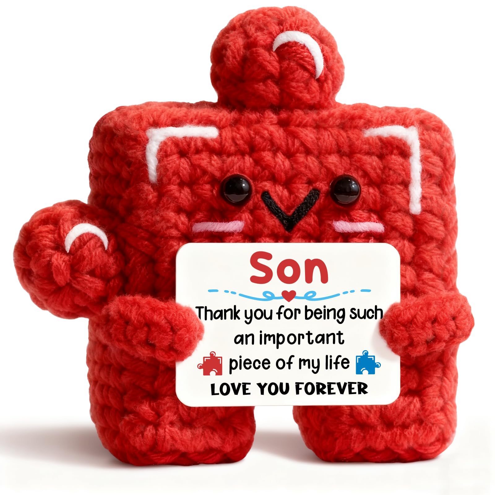 Son Gifts from Mum Dad ‑ Handmade Puzzle Plaque with Warm Card