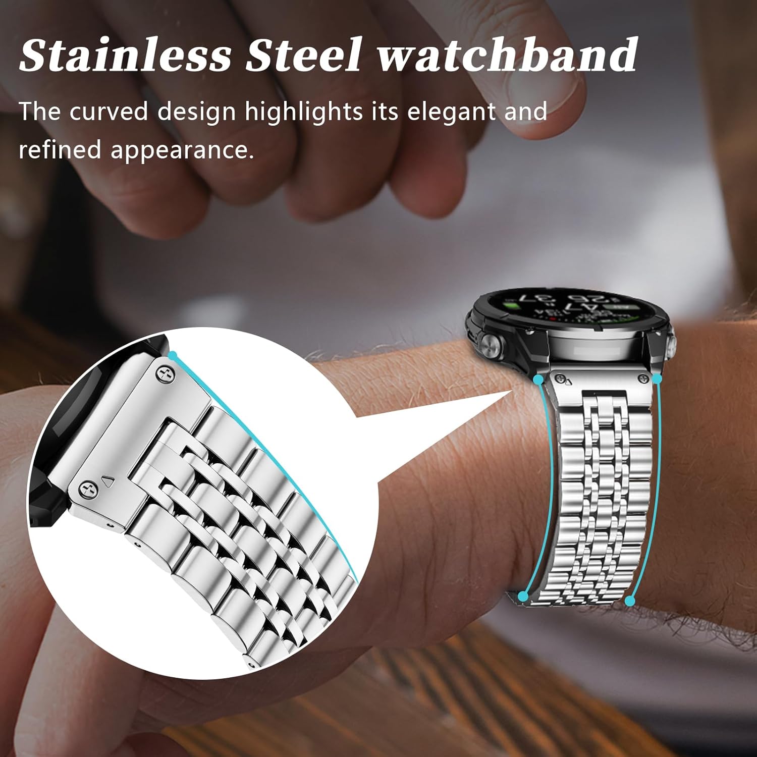 26mm Quickfit Metal Watch Band Compatible with Garmin Fenix 8/8pro/tactix 8 7/Fenix 7X pro/7X/6X Pro/6X/5X Plus/5X/3 HR/3,Stainless Steel Strap for quatix 8/Descent Mk3i/Mk2i/epix Pro 51mm/Enduro 3 2 - Image 5