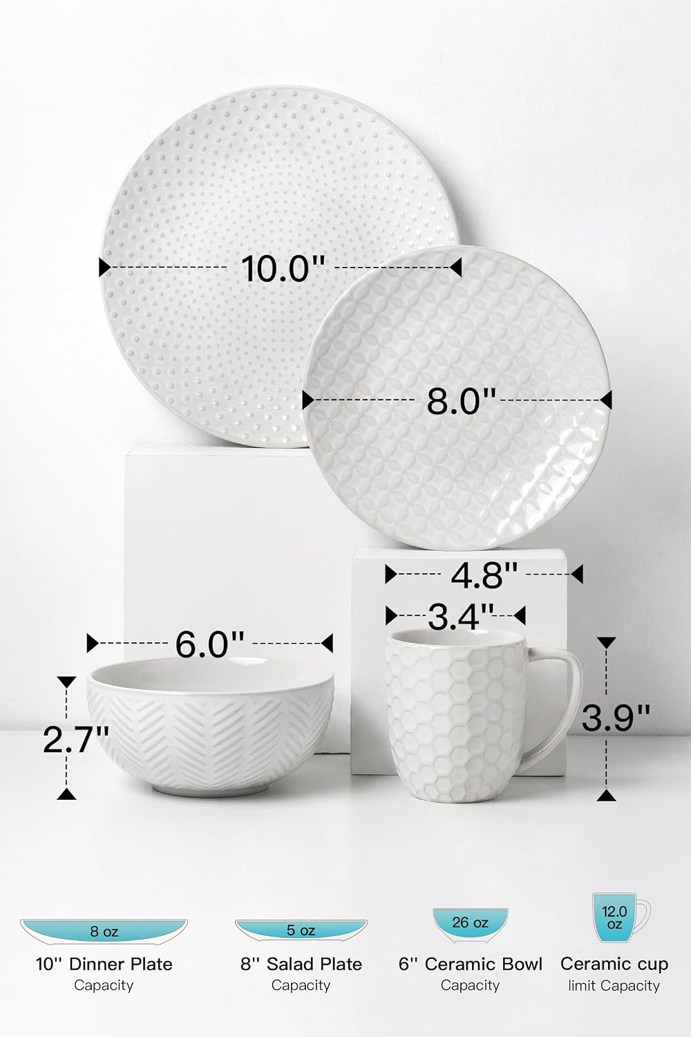 FOBENTA 24-Piece Ceramic Dinnerware Set with Mugs,Complete Plates and Bowls Set for 6,Stylish Dish Set with Coffee Cups for Hosting, Families, & Gift Giving image 2
