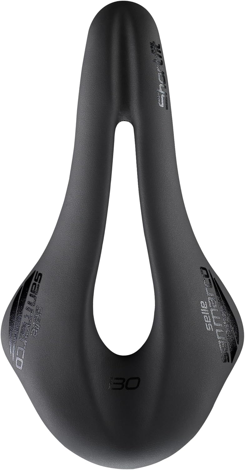 Selle San Marco SHORTFIT 130 – Ergonomischer Rennrad-Sattel mit kurzem Schnitt, zentraler Aussparung – Größe S3, Schwarz