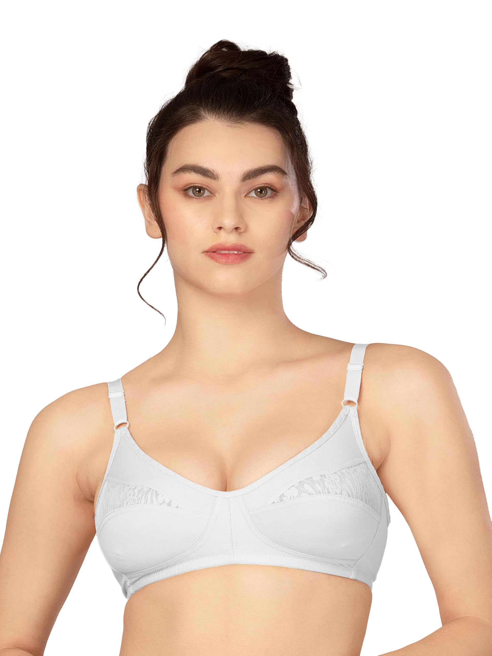 lovable Women Cotton Cut and Sew Full Coverage Support Non-Padded Wire-Free Bridal Bra - (Black) L0196-picture-48
