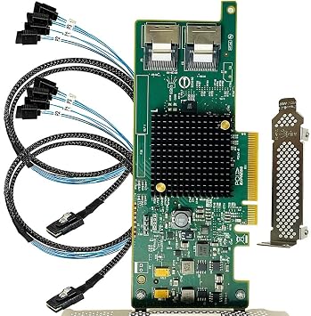 SAS HBA Card Compatible with LSI 9207-8i IT Mode PCIe SATA Expansion Card, SAS Expander Support, 8-Port 6Gbps PCIe 3.0 x8, HBA Controller with 2 SFF-8087 to 4 SATA Cables,ZFS TrueNAS unRAID NAS