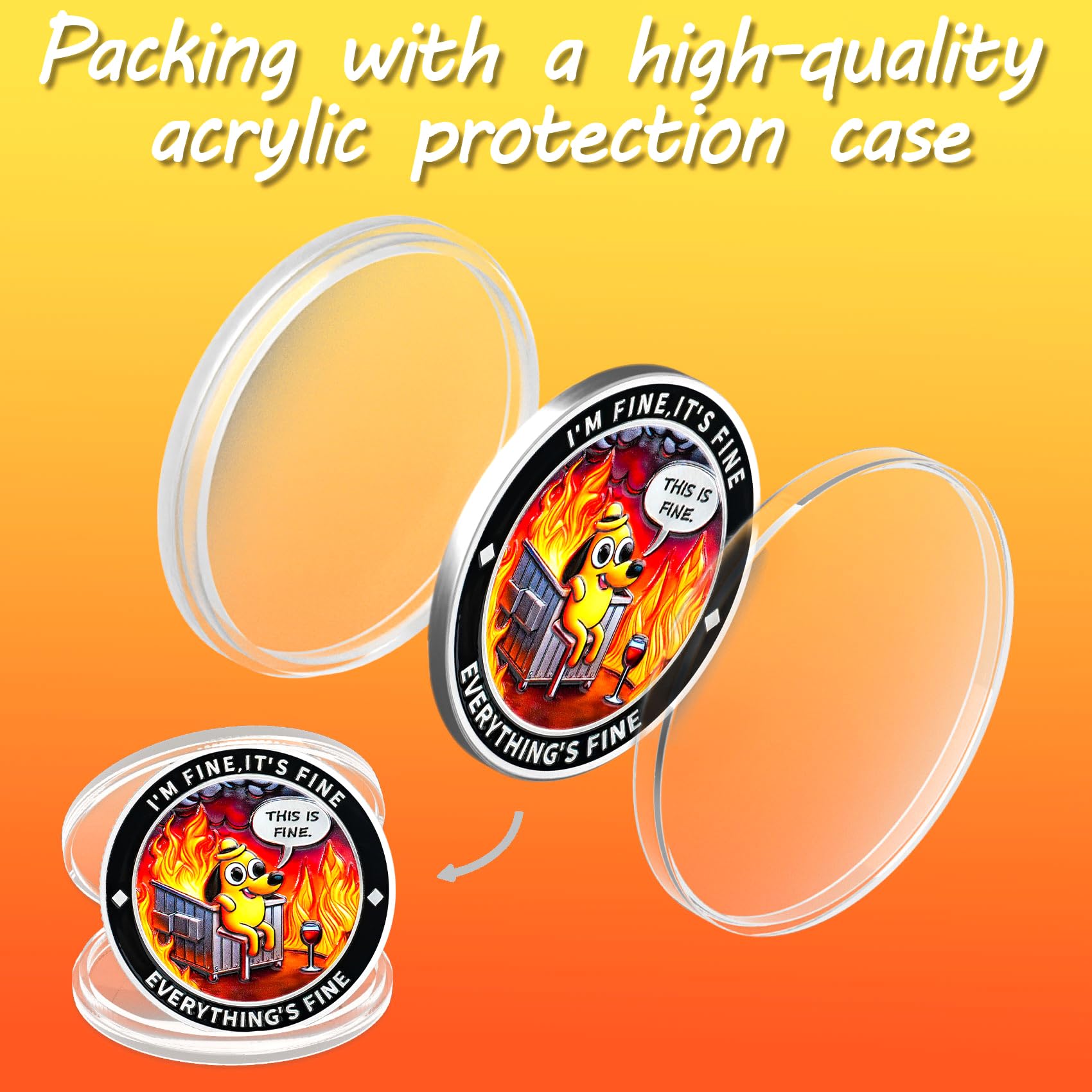 ACGZQY Dumpster Fire Coin, Humorous Resilience Fire Token with Dog Skull Design - Image 4