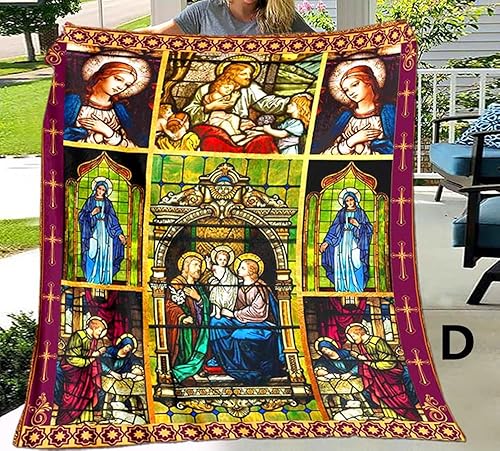 Miniatura 5 de Manta de franela para sala de estardormitorio de Jesús Virgen María, ultra suave, manta cálida (A, 4.9 ft* 6.6 ft (60 x 80 pulgadas)