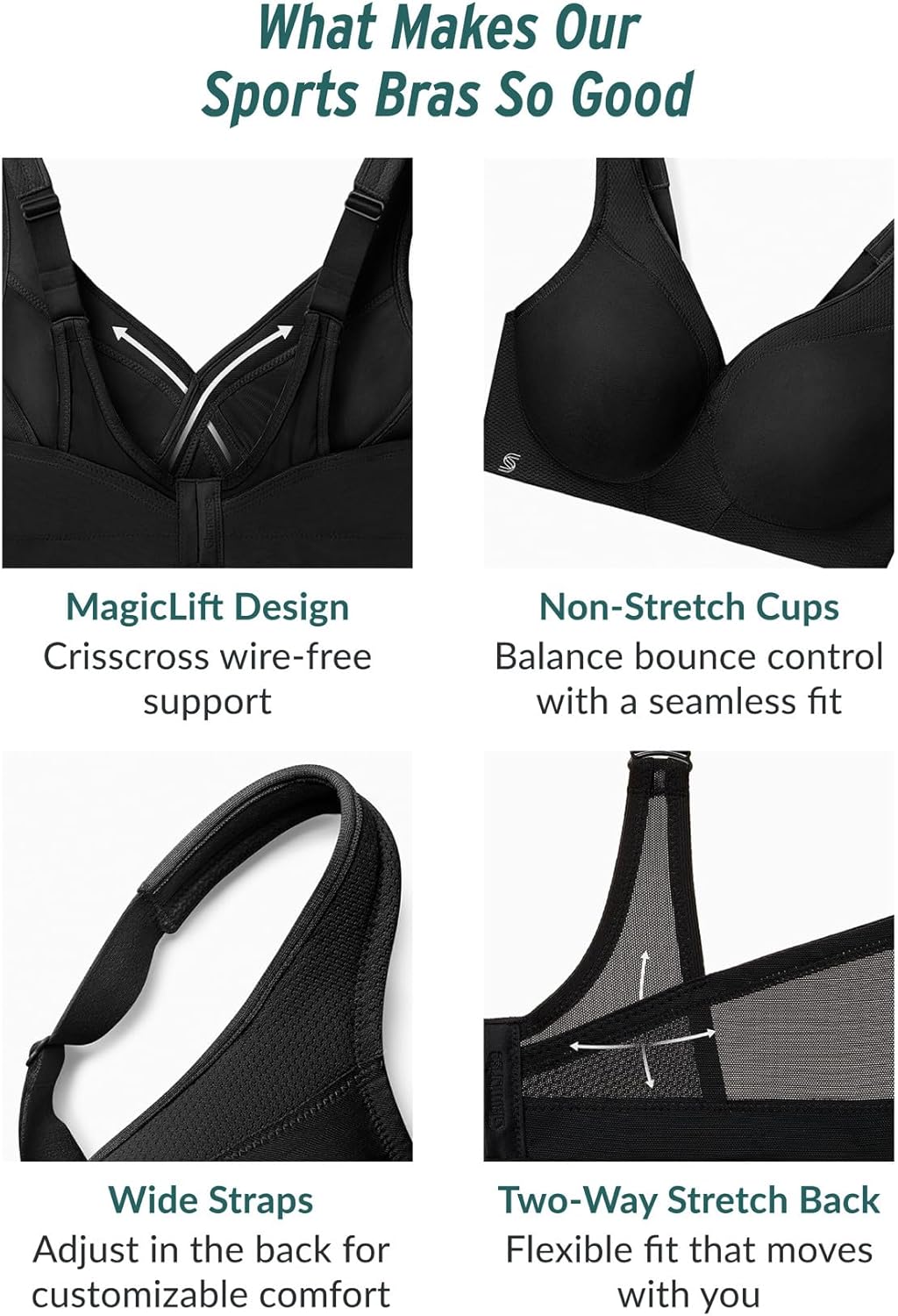 Glamorise Full Figure Plus Size MagicLift Seamless Sports Bra Wirefree #1006 - Image 7