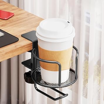 Desk Cup Holder - 2-in-1 Drink Holder with Headphone Hook for Table Top, Table Drink Holder | for Drinking Bottles and Tumblers - for Home, Office, Kitchen