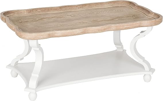 COZAYH Rustic Farmhouse Cottagecore Coffee Table, Natural Tray Top Sofa Table for Family, Dining or Living Room, Small Spaces, Handcrafted Finish, Modern