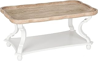 COZAYH Rustic Farmhouse Cottagecore Coffee Table, Natural Tray Top Sofa ...