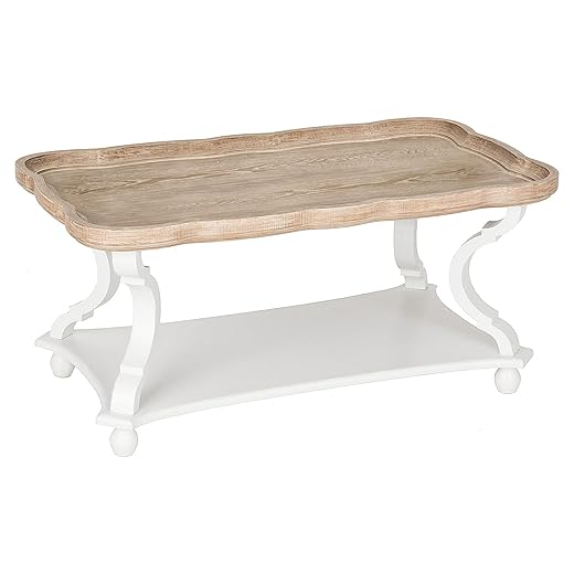 COZAYH Rustic Farmhouse Cottagecore Coffee Table, Natural Tray Top Sofa Table for Family, Dinning or Living Room, Small Spaces, Handcrafted Finish, Modern