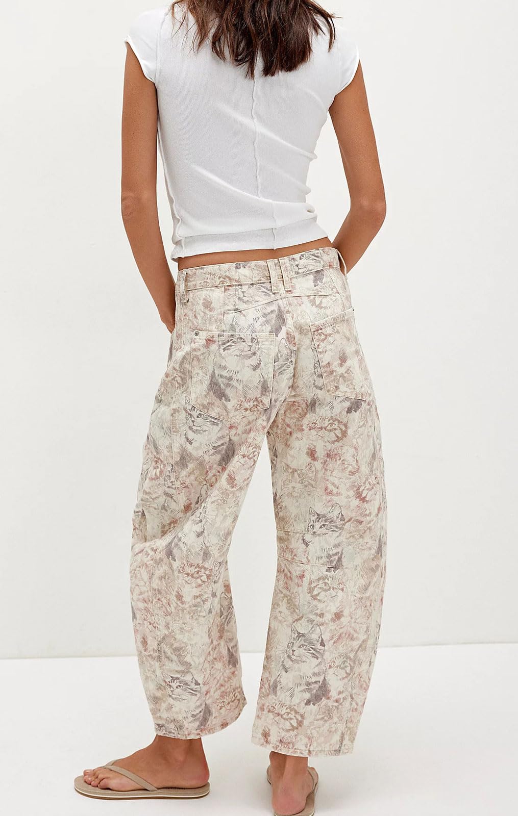 loveimgs Damen Boyfriend Women Wide Leg Denim Jeans