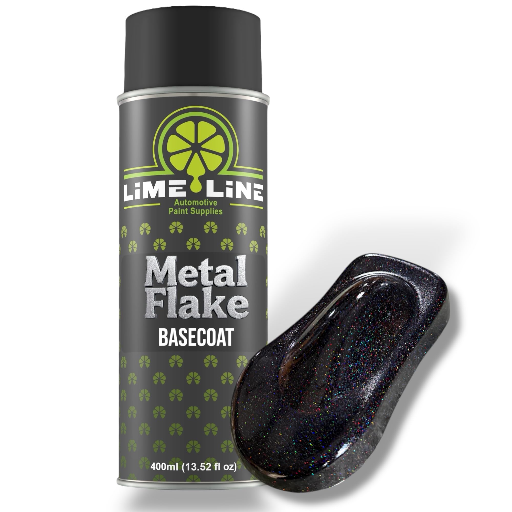 LiME LiNE Metal Flake Basecoat Automotive Grade Sparkle Spray Paint (Black Rainbow Iridescent)