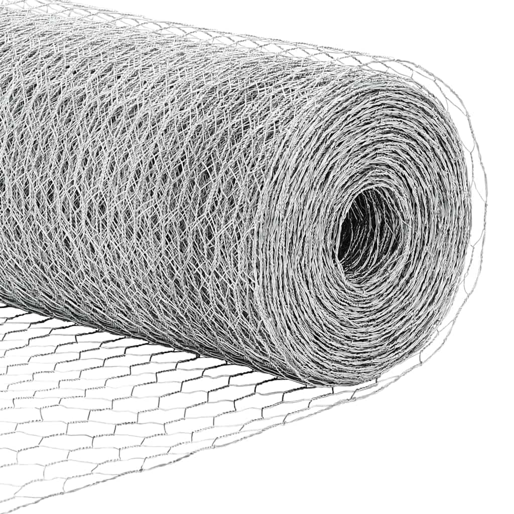 Genérico Cerca Hexagonal Plateado 1,6 x 25 m Acero galvanizado,Bricolaje,Vallas de jardín,Paneles de Vallas,Plata,42005697