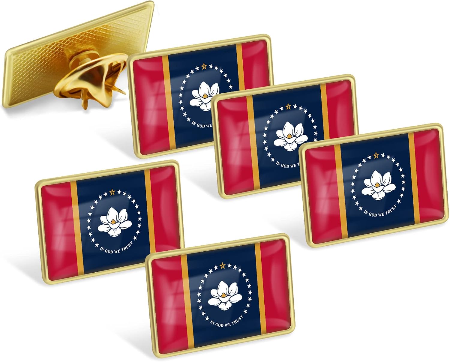 6/20/50/100Pack-US Mississippi MS State Lapel Pin Waving Flag America Patriotic Pins Bulk Metal Souvenir Series Gifts New Magnolia Pins Badge Button Button