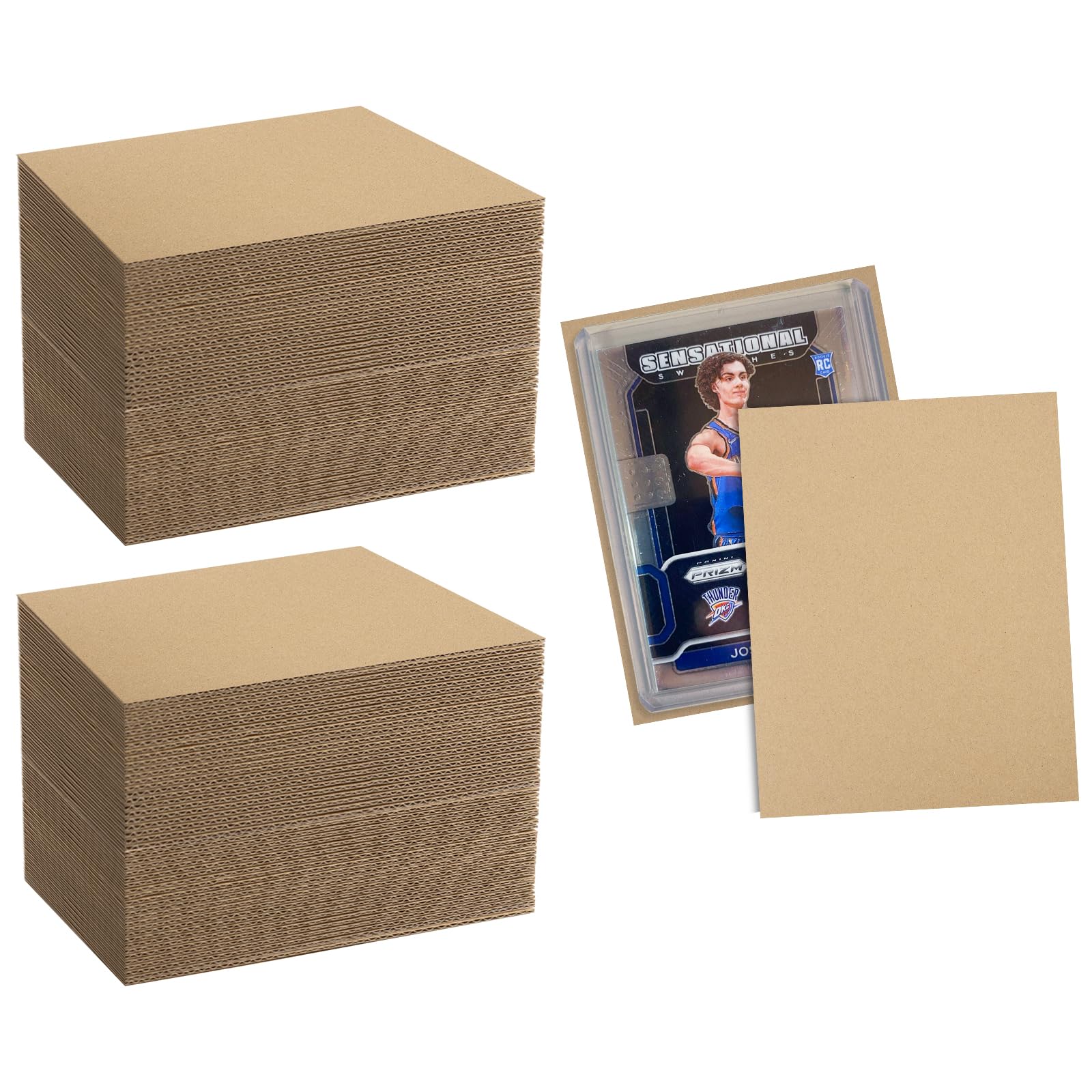 Mat Board Center, 100 Pack 3.5x4.5 Inch Corrugated Cardboard Sheets, Trading Card Shipping Protectors, Cardboard Dividers, Small Cardboard Sheets for