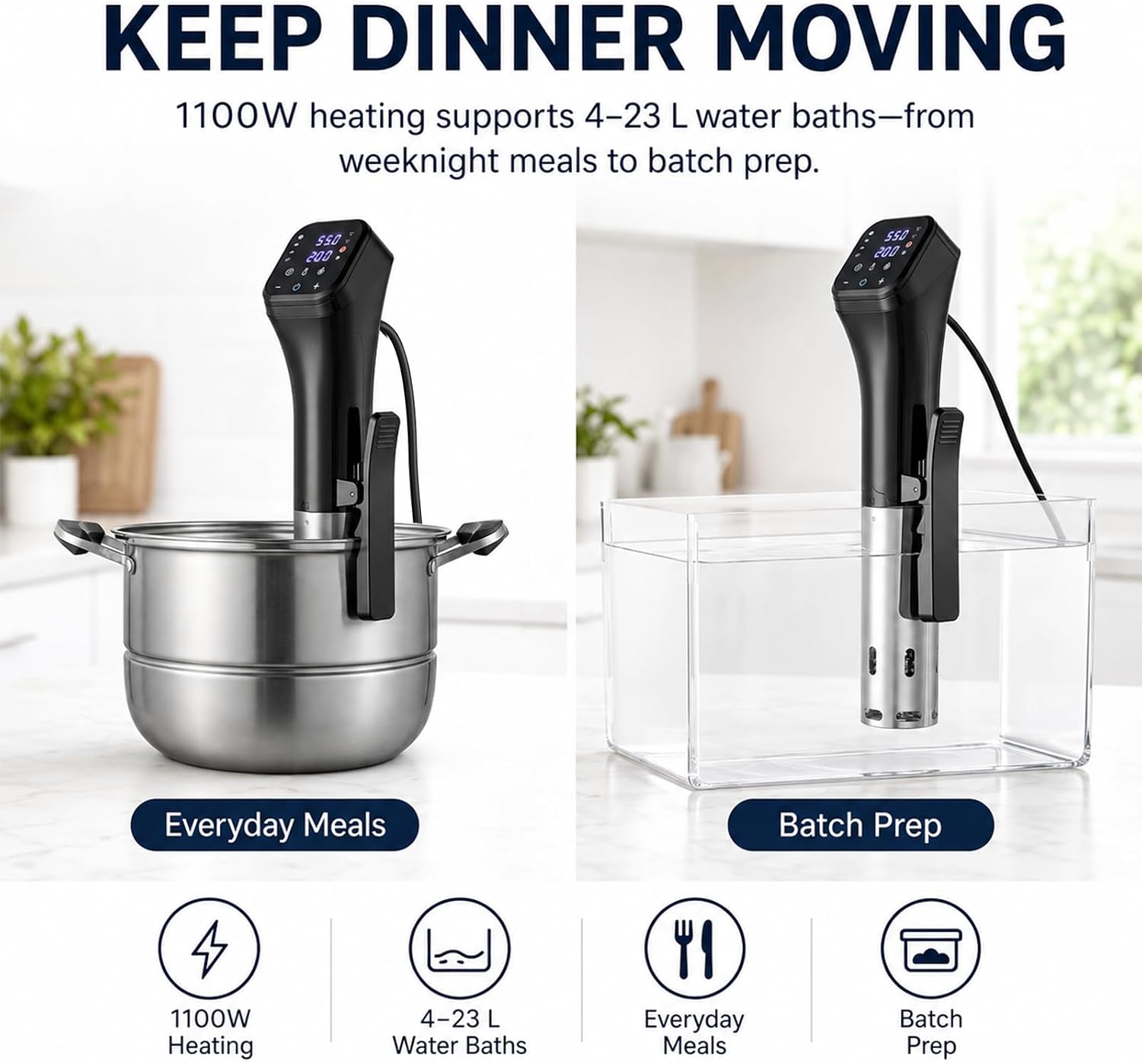 WiFi Sous Vide Cooker, 1100W Immersion Circulator with App Control
