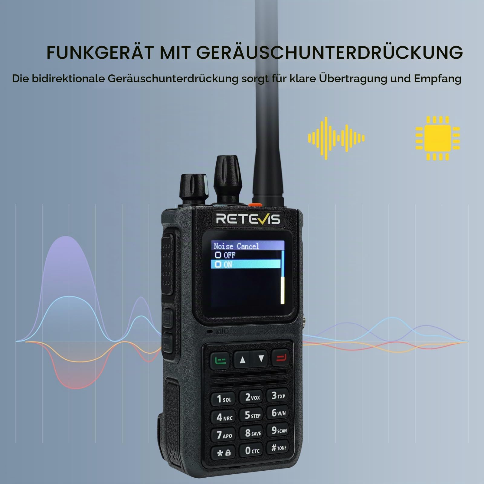 Retevis C1 Dual Band Amaeurfunkgerät mit Mikrofon, Walkie Talkie Long Range, Wasserdicht IP67, Rauschunterdrückung, Anrufalarm,1800 mAh, Portable Radio für Waldrettung (Schwarz, 2 Stück)