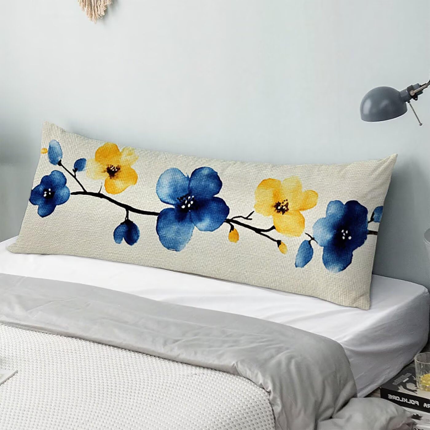 Abstrakt Seitenschläferkissen Bezug 60 x 180 cm Blume Seitenschläferkissen mit Unsichtbarem Reißverschluss, Doppelseitig Drucken Samt Verbessern Sie Schlafqualität Body Pillow, Geschenke Fraue B-5220