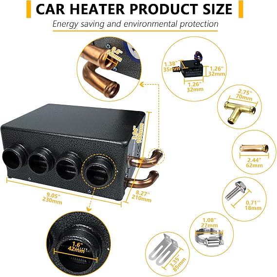 12V Car Universal Underdash Auxiliary Heater,Compact Hydronic Heater,3-Speed Compact Hydronic Heater,Winter Automotive Air Defroster With 4 Front Vents for Truck,Harvesters,Boat
