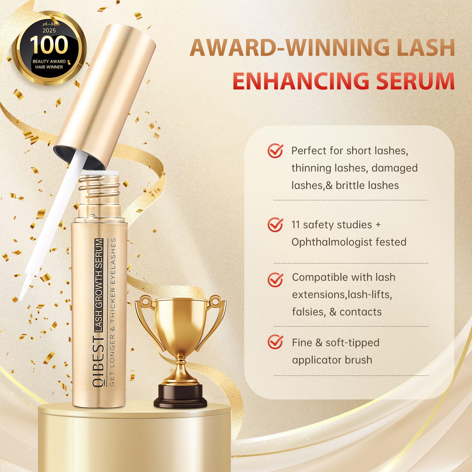 Eyelash Growth Serum, Natural Lash Serum for Thicker, Longer, Fuller Lashes, Strength & Nourishment for Women Eyelash
