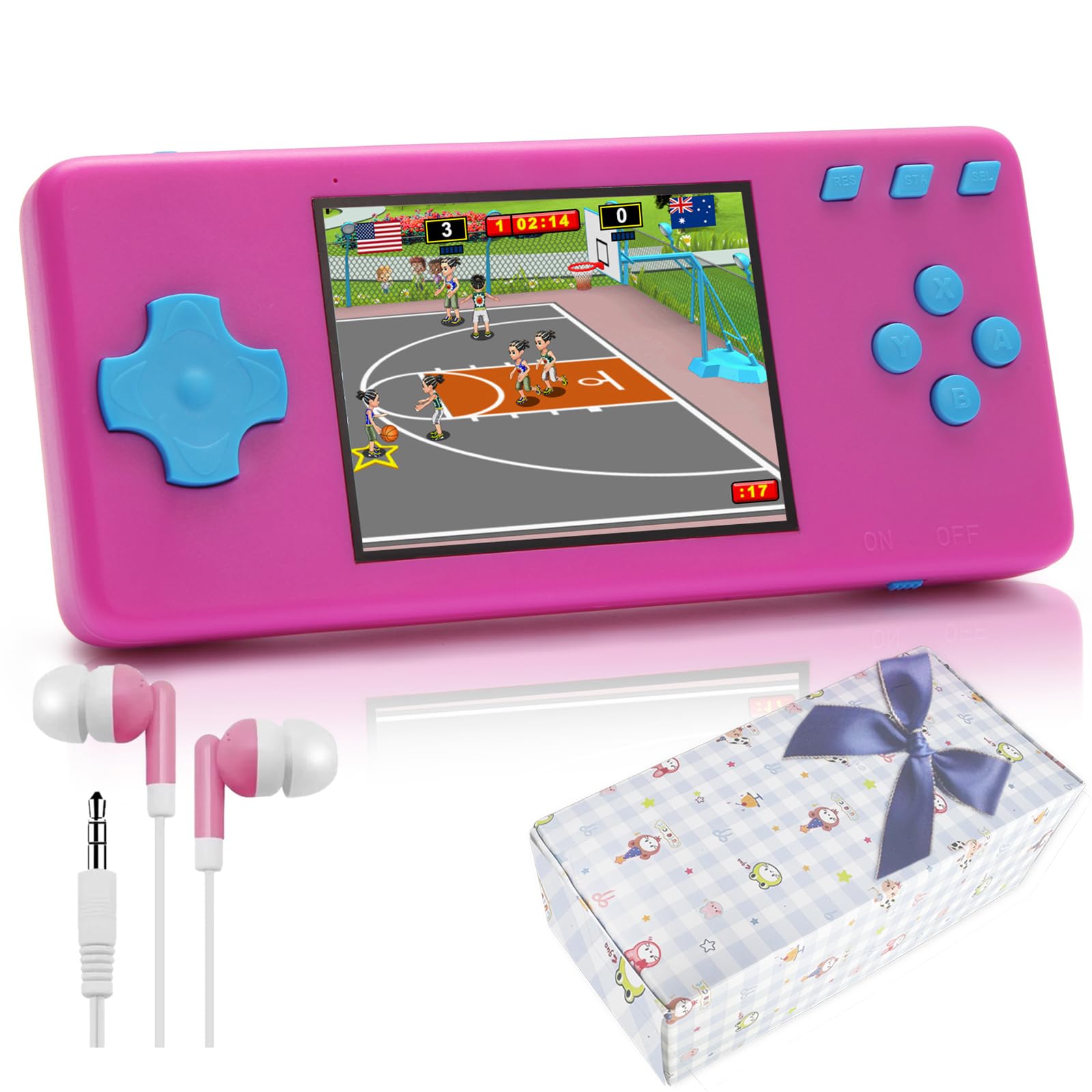 Handheld Game Console,Portable Video Game Console with Retro Games,3.2" Screen,Rechargeable Battery,Built-in Headphones and Built-in Bow Ultimate Kid