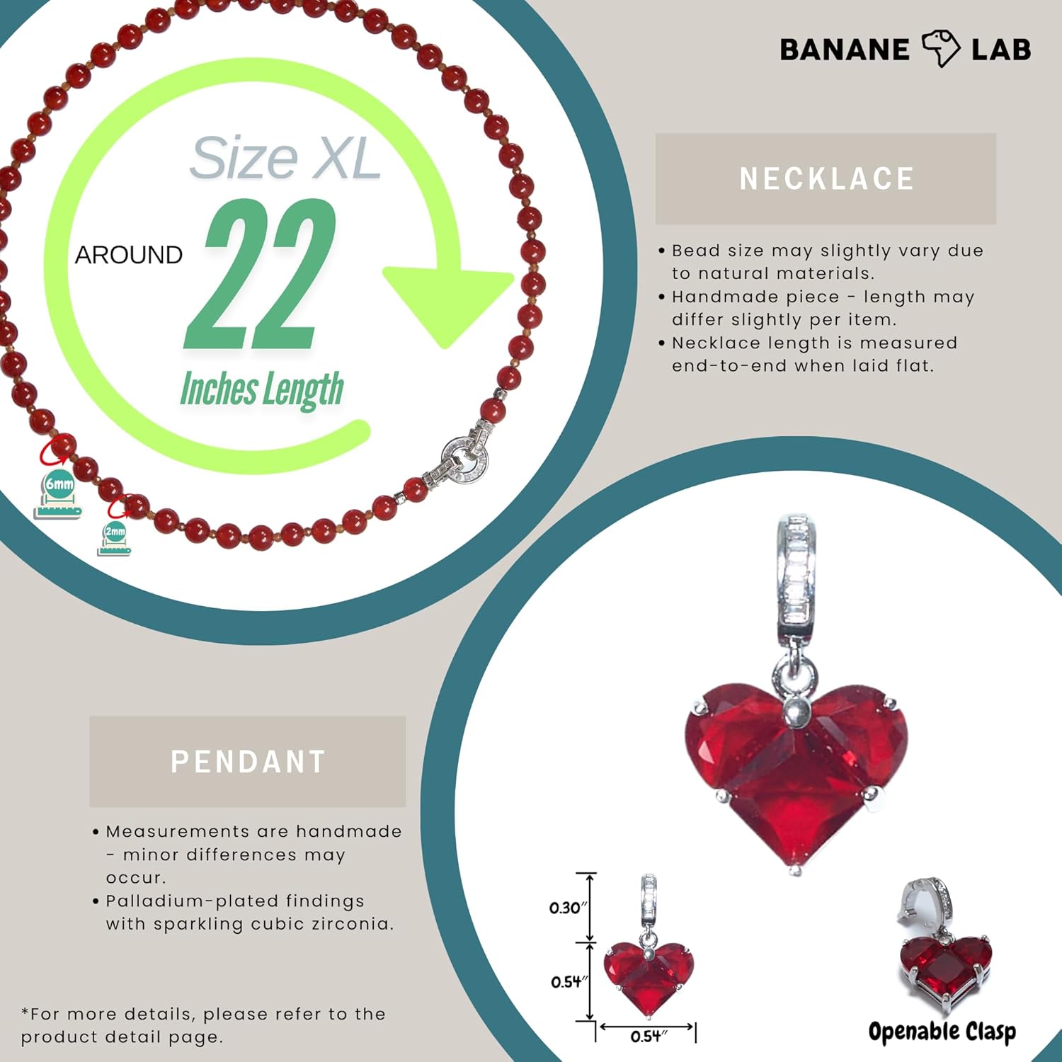 Natural Crystal Stone Beaded Necklace Choker for Women Men, Handmade 6MM Crystal Beads Necklace with Detachable Pendant & Palladium-Plated Clasp, Gifts for Her Him, Available in 4 lengths - Image 6