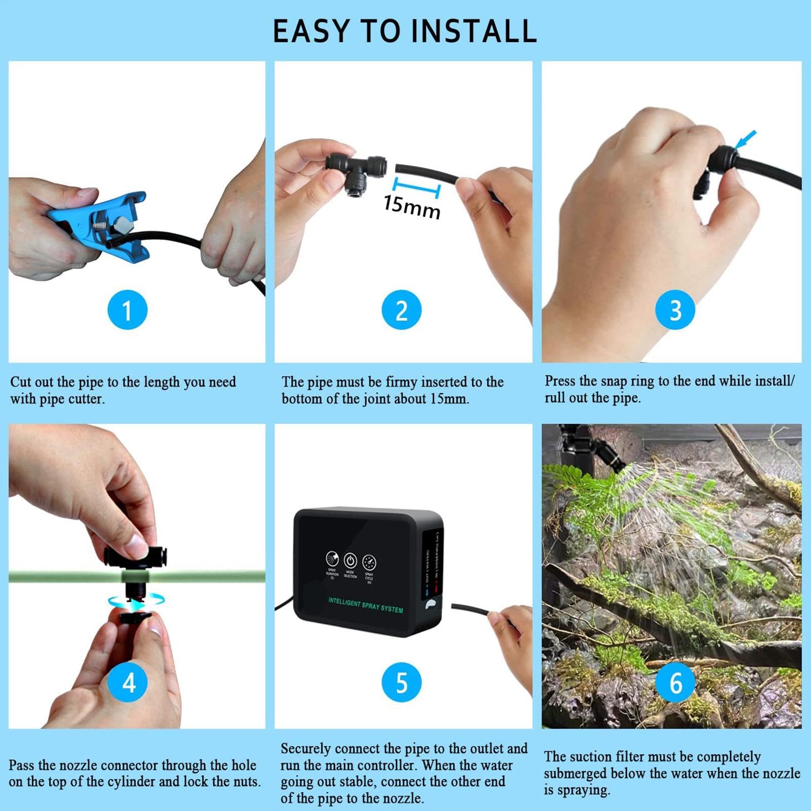 Humidificador de terrario para reptiles, boquillas de nebulización de 360 | grados, humidificadores, de pulverización inteligente para terrarios, humidificadores de terrarios, de