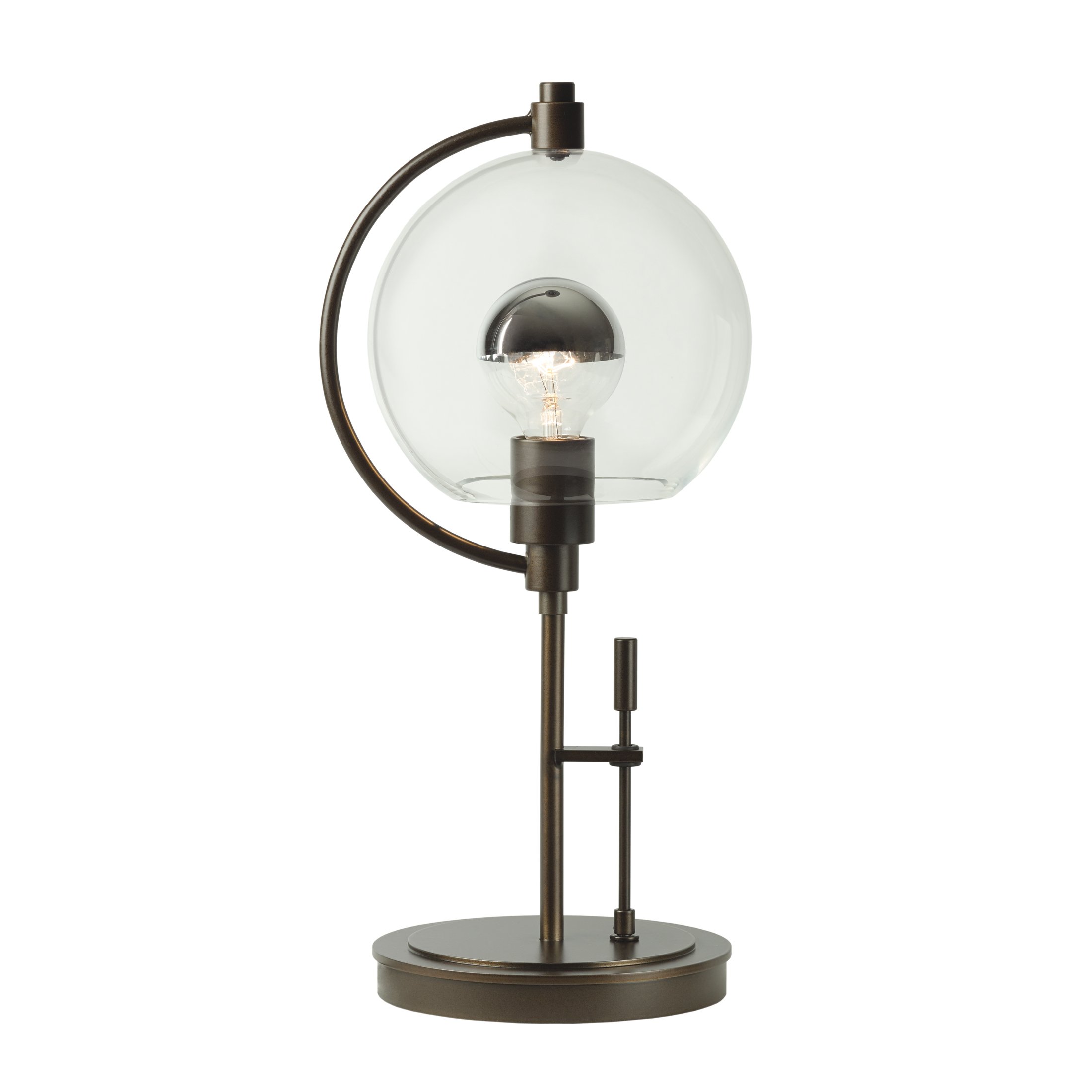 Hubbardton Forge 274120-1005 Pluto Table Lamp Clear Glass Shade Dark Smoke Finish