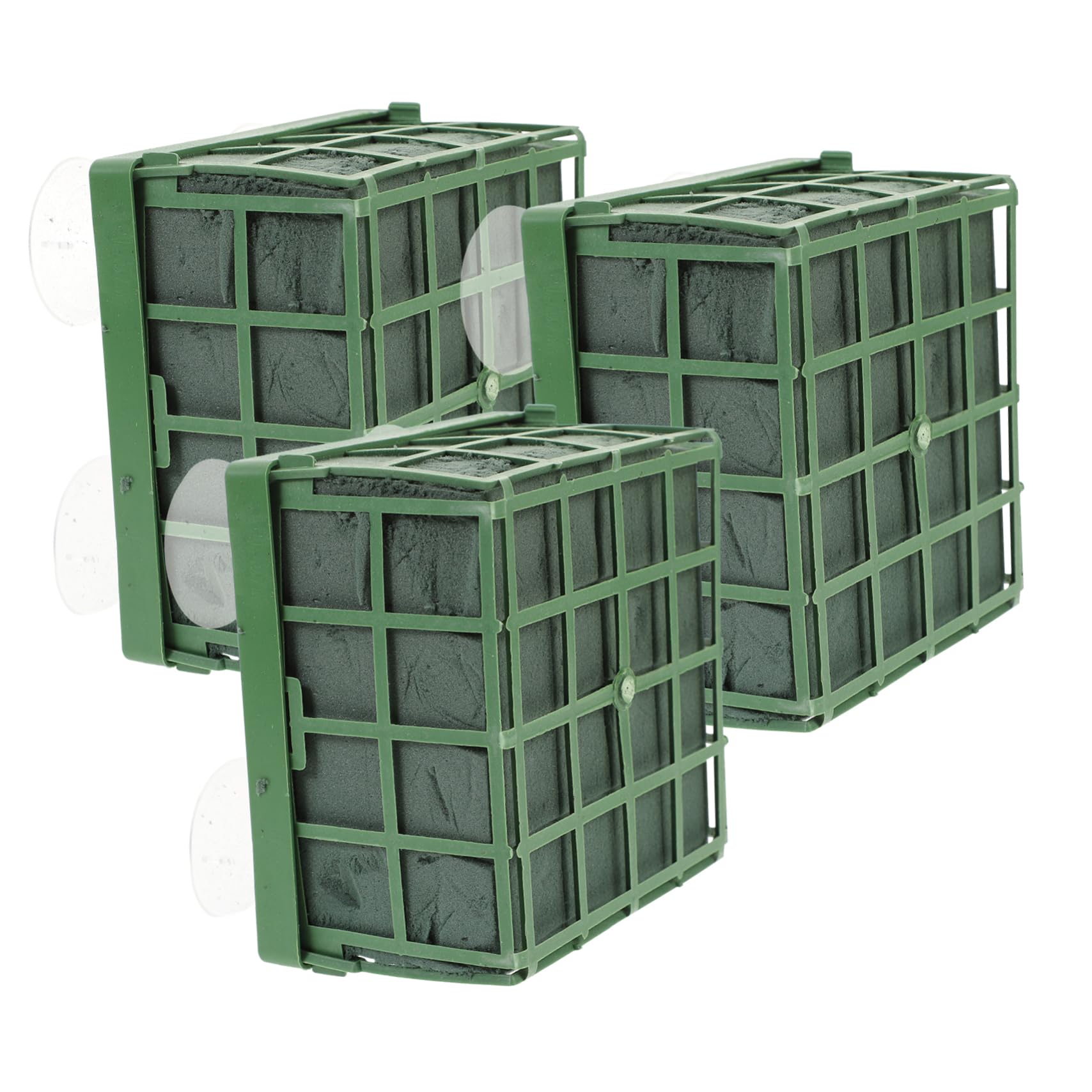 DOITOOL Décoration de Voiture de Mariage en Mousse Fleur, Base de Ventouse de Fleur en Plastique Vert, Lot de 3 pour Fête de Mariage