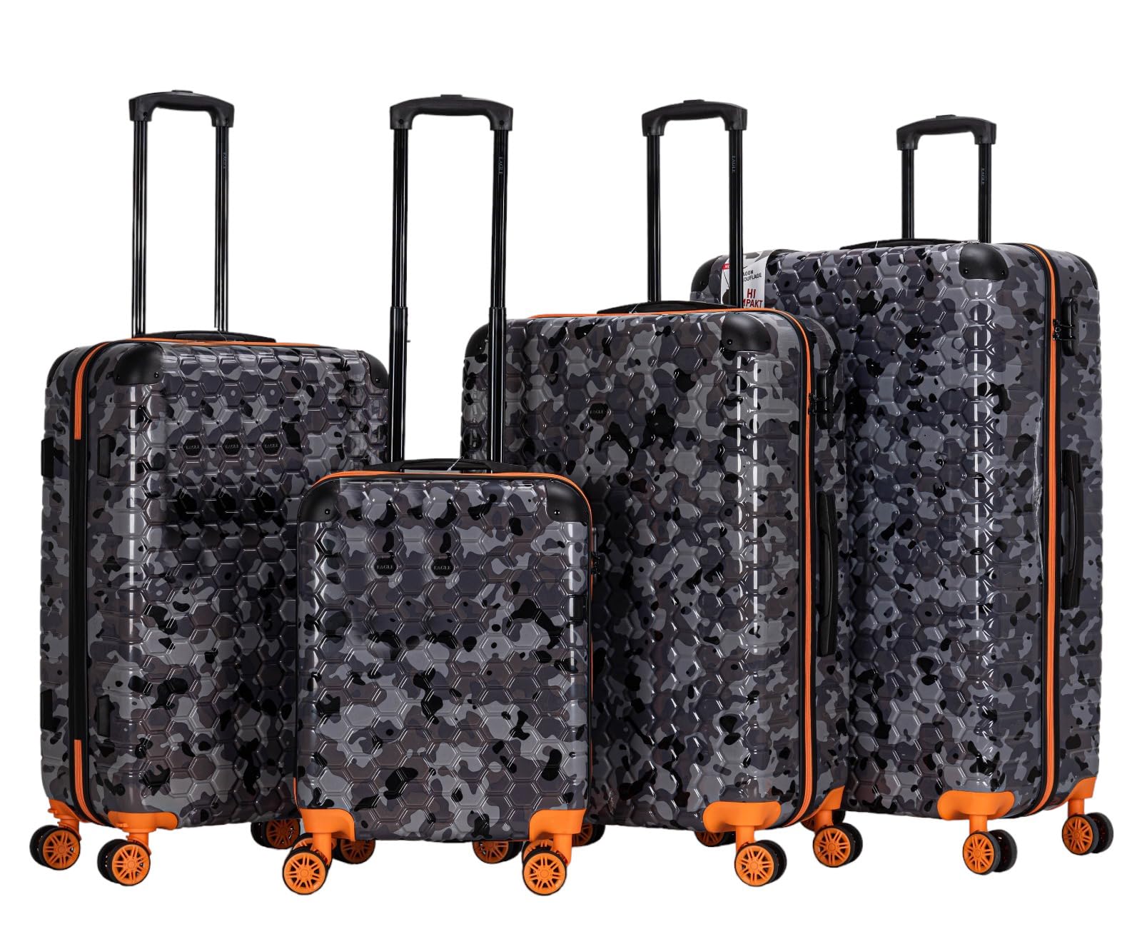 GenericWheeled Premium Quality ABS Hard Shell Urban Camouflage Print Spinner Suitcase with Built in Lock 4 Wheel Flight Travel Bag (Black/Grey, 28 inch Large)