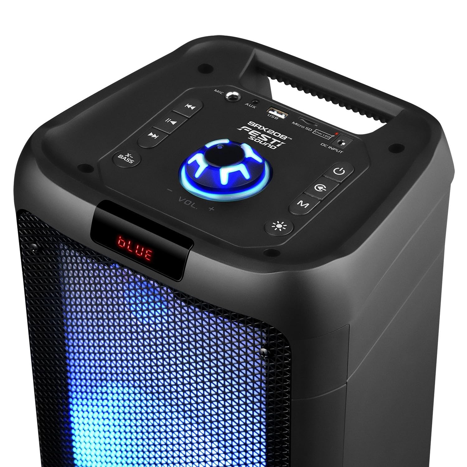 Enceinte Active SRX208-500W - 2X 8 à LED - Autonome sur Batterie Bluetooth USB SD TWS - Micro Fil