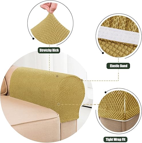 Miniatura 4 de BAGASI Fundas para reposabrazos de sofá, protectores antideslizantes para reposabrazos de sofá, fundas de tela elástica para sillón reclinable,