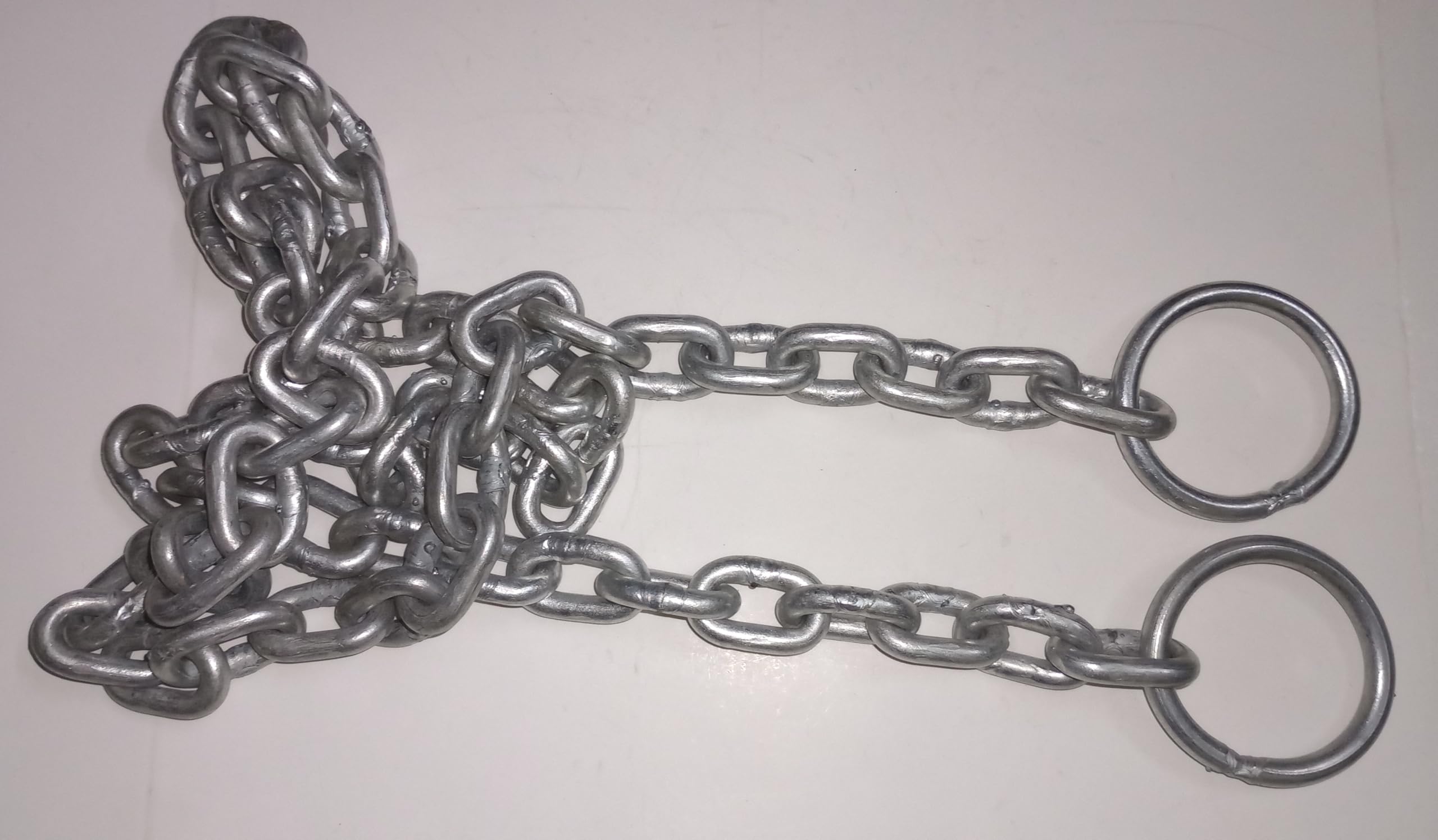 Aadityaa's Strong Silver Coated Iron Calibrated Chain Links with Rings (50 cm) for Locks Swing Chair Jhula Cycle Bike Gate Multipurpose Use for Home Office Indoor Outdoor, (2 Feet Long, 2, Count)
